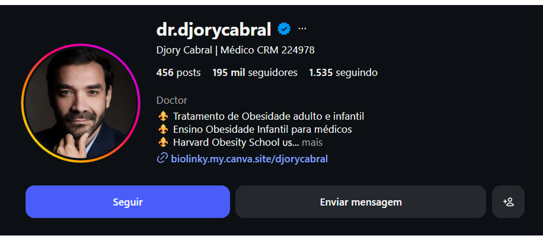 Perfil @dr.djorycabral no Instagram